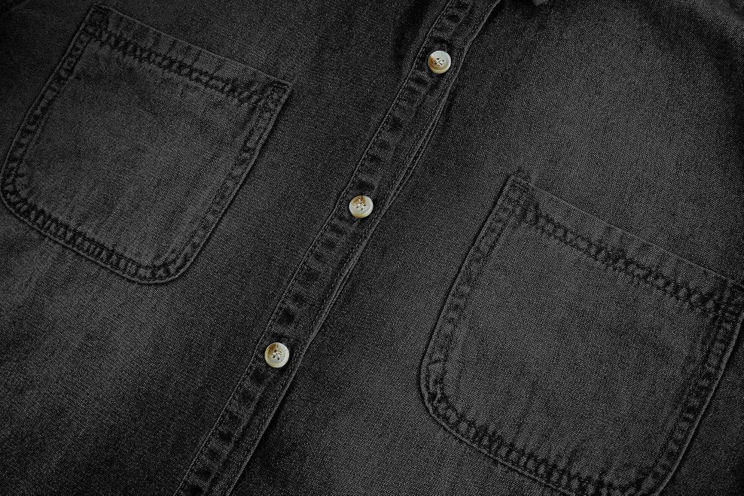 imesrun Womens Button Down Denim Shirt Chambray Casual Long Sleeve Collared Boyfriend Jean Jacket Shacket with Pockets