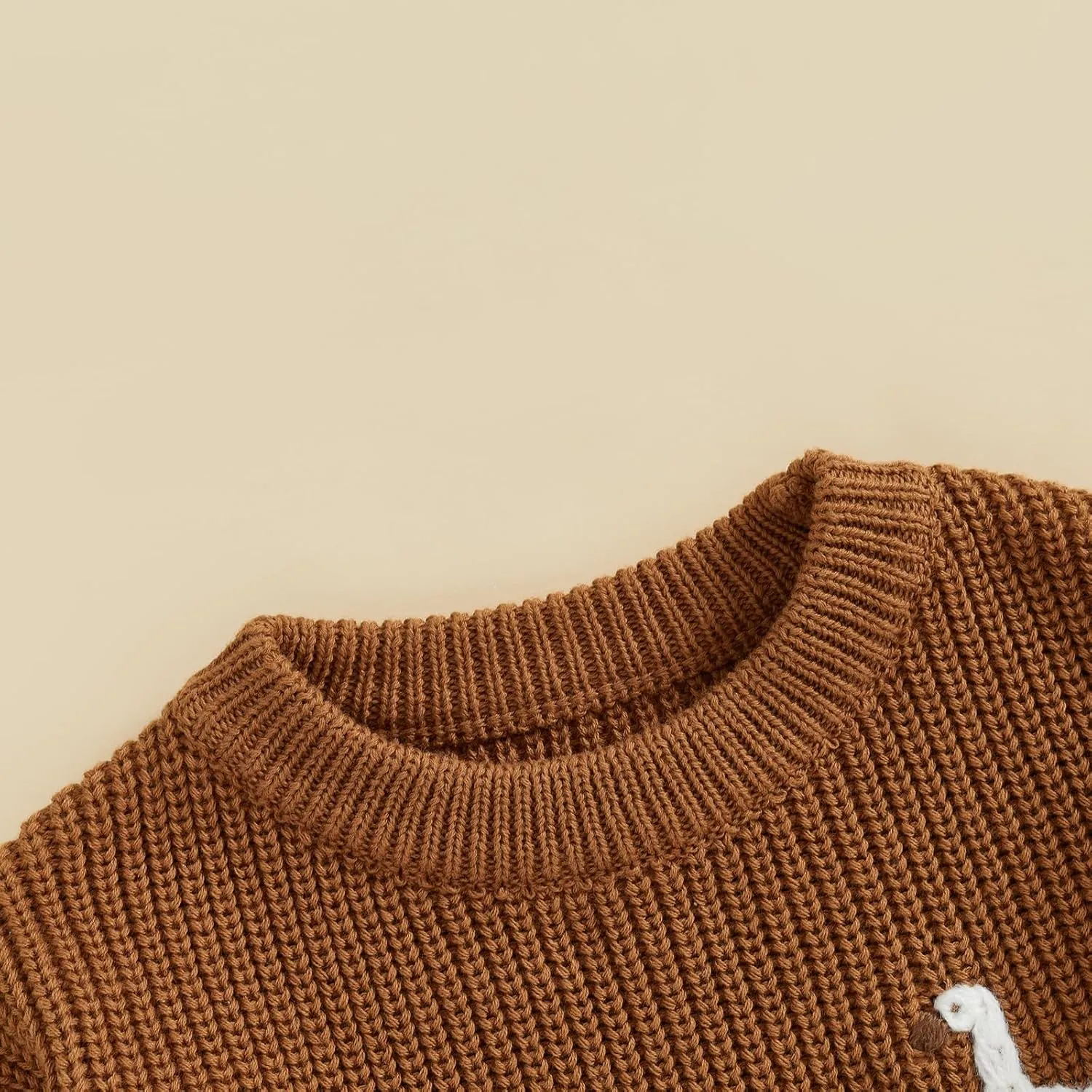Infant Baby Boy Girl Knit Sweater Rooster Goose Embroidery Crew Neck Long Sleeve Pullover Knit Shirt Winter Clothes