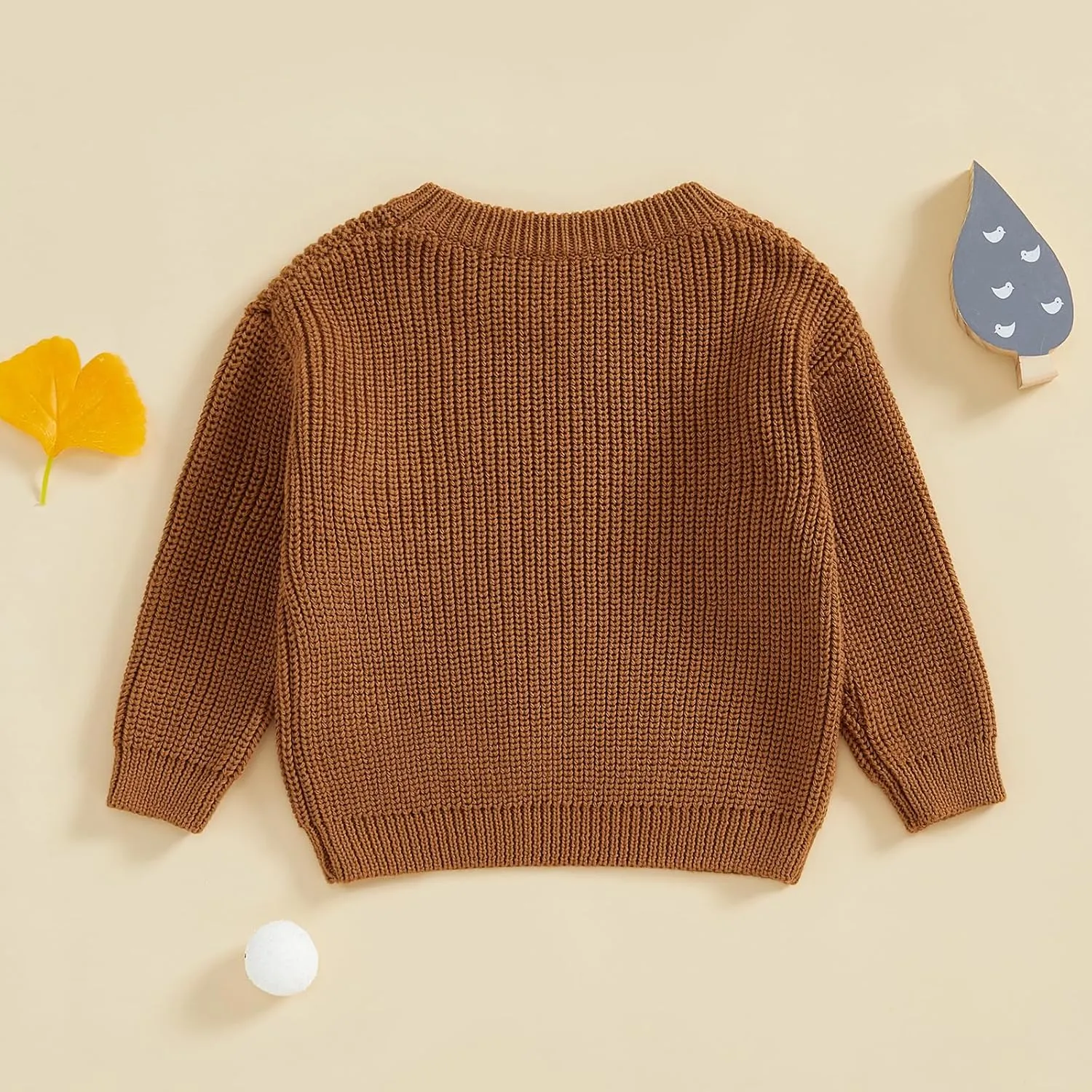 Infant Baby Boy Girl Knit Sweater Rooster Goose Embroidery Crew Neck Long Sleeve Pullover Knit Shirt Winter Clothes