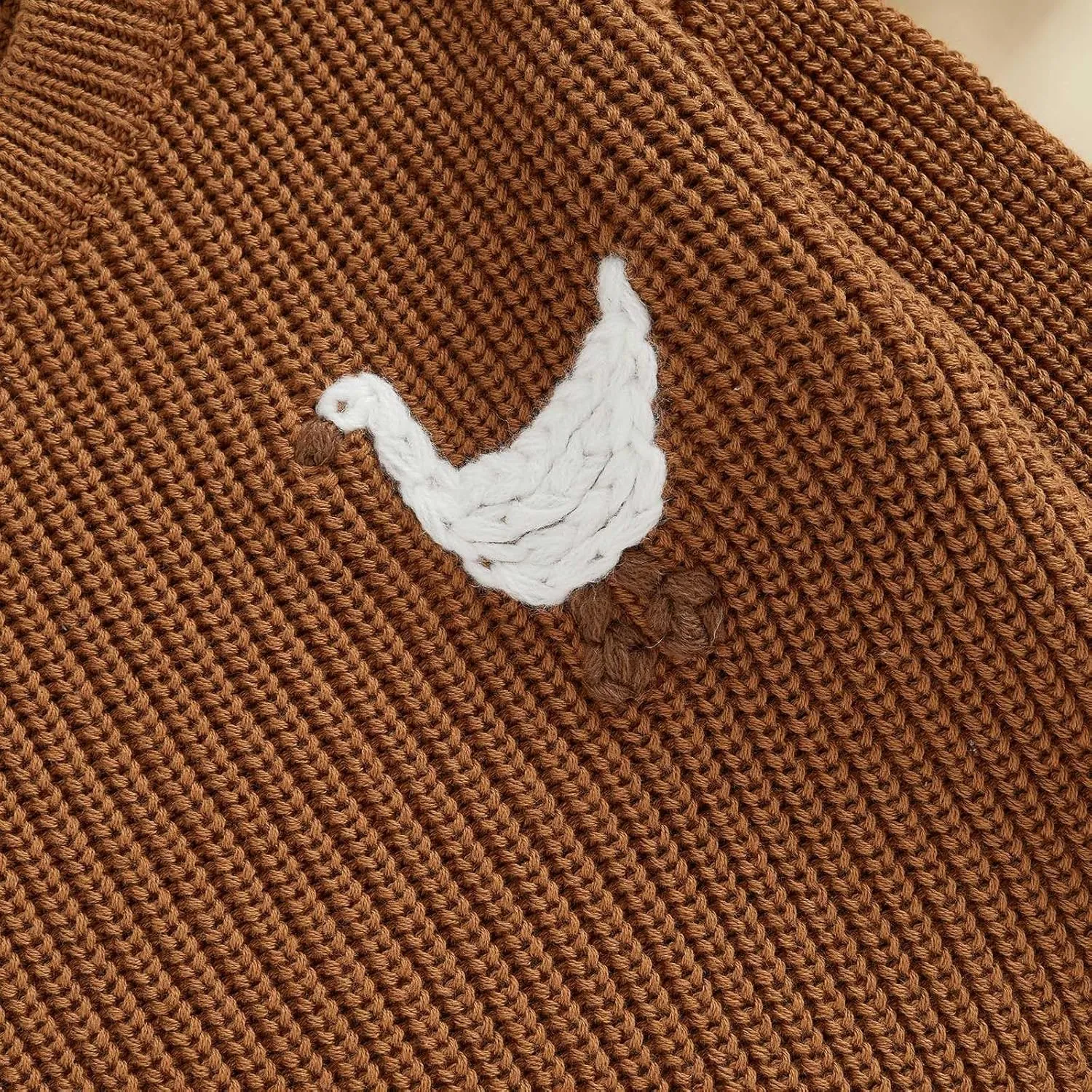Infant Baby Boy Girl Knit Sweater Rooster Goose Embroidery Crew Neck Long Sleeve Pullover Knit Shirt Winter Clothes