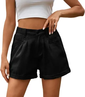 Jean Shorts Womens Trendy High Rise Denim Shorts Baggy Folded Hem Jeans Jorts Summer Hot Short Pants for Streetwear