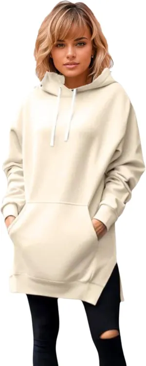 Kapley The Warmy Oversized Hoodie Dress Women, First Ones Oversized Hoodies, Women's Casual Long Sleeve Split Hem with Pocket