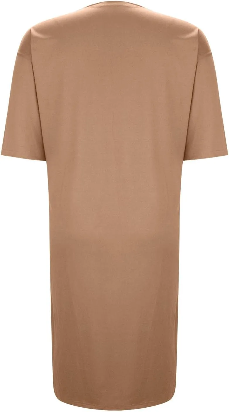 Knee Length T-Shirt Dress for Women Loose Short Sleeve Summer Pullover Dresses Casual Comfy Lounge Tunic Dress