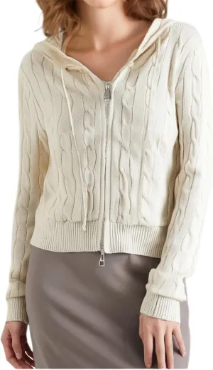 LAVASEON Women's Zip Up Cropped Cardigan Sweater Y2K Cute Long Sleeve Knit Hooded Lightweight Sweaters Jacket