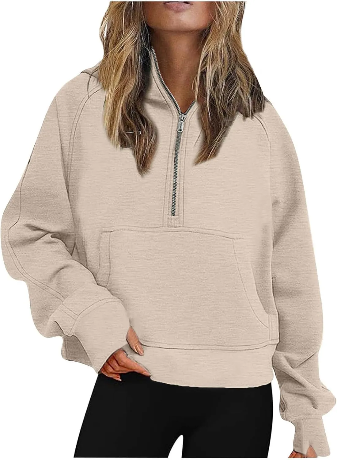 Lenago Scuba Dupes Sweatshirt Quarter Zip Pullover Sweaters Long Sleeve Fleece Half Zip Cropped Hoodies Fall Winter Outfits