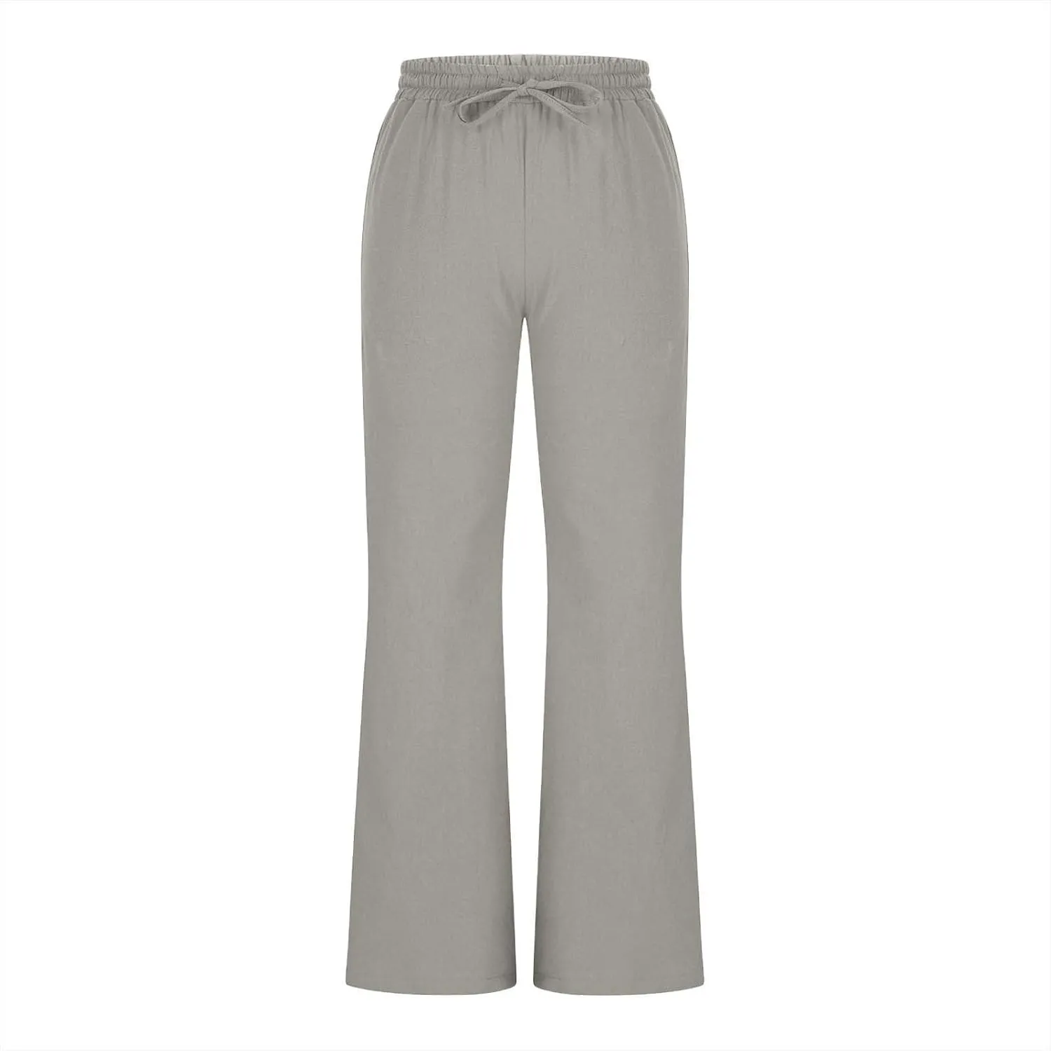 Linen Pants Women Casual Linen High Waist Pants Vacation Travel Pants Drawstring Loose Summer Trousers with Pockets