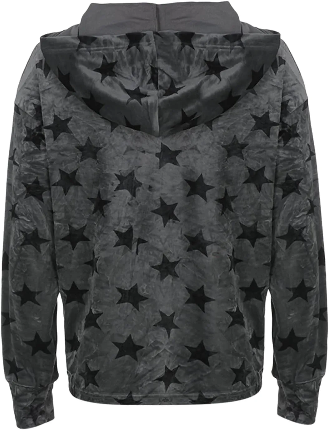 lisenraIn Women Teen Girls Star Pattern Zip Up Hoodie Y2K Vintage Oversized Sweatshirt Spring Fall Aesthetic Trendy Jacket