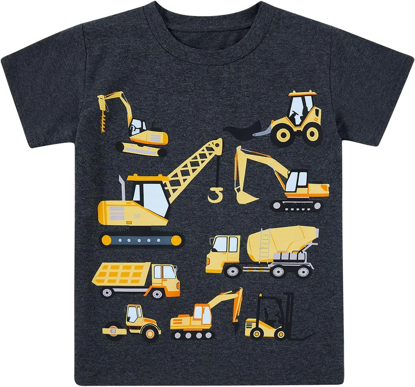 Lovekider Construction Shirt for 3-6T Boys Funny Truck Toddler Kids T-Shirt Short Sleeve Car Tractor Excavator Tee Shirts