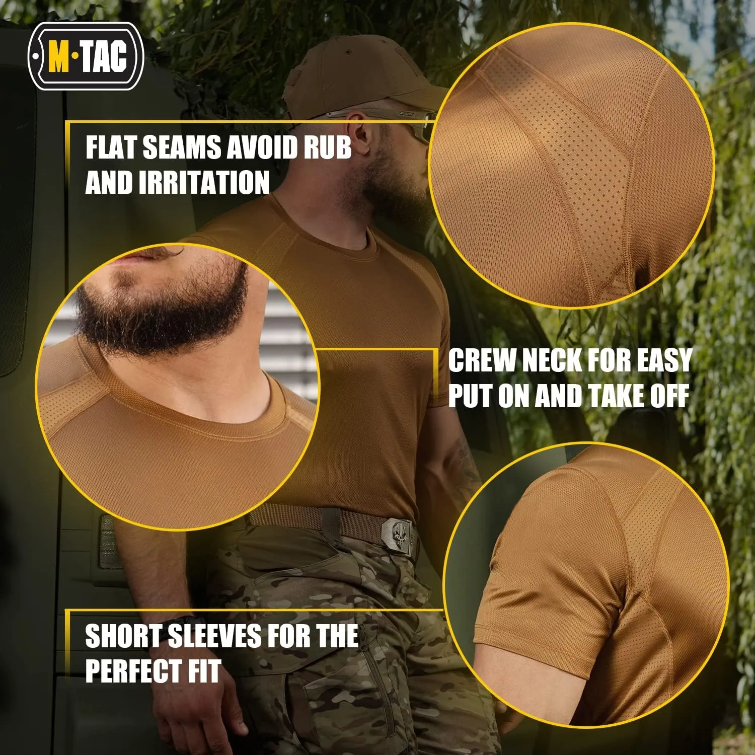 M-Tac Athletic T-Shirt Gen.2 - Breathable Polyester Military T-Shirt with Short Sleeve and Crew Neck for Men