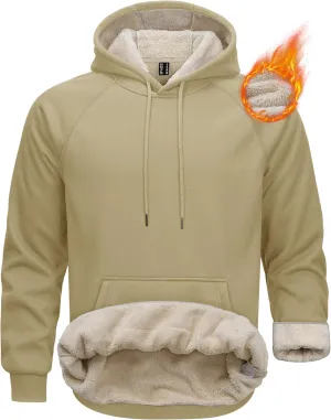 MAGCOMSEN Men's Sherpa Hoodie Heavyweight Fleece Lined Thick Winter Thermal Athletic Sweatshirt with Kangaroo Pocket