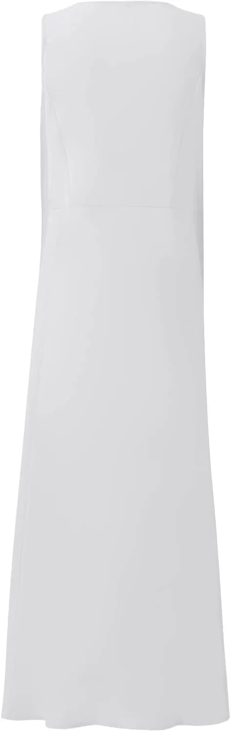 Maxi Dress for Women,2024 Summer Trendy Plain Plus Size Cotton Linen Dress,Casual Crewneck Sleeveless Flowy Sundress