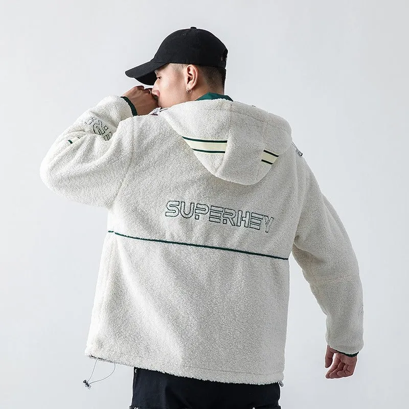 Men Casual Thick Fleece Parkas Reversible Jackets