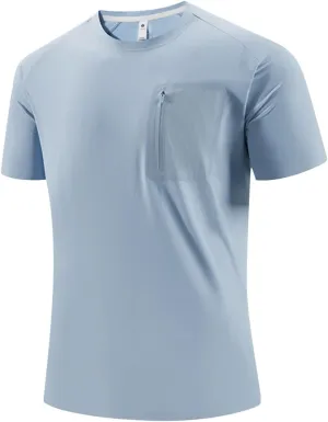 Mens Athletic Shirt Short Sleeve with Zipper Pocket Lightweight UPF 50   Crewneck T-Shirt for Workout Casual Wear 2025
