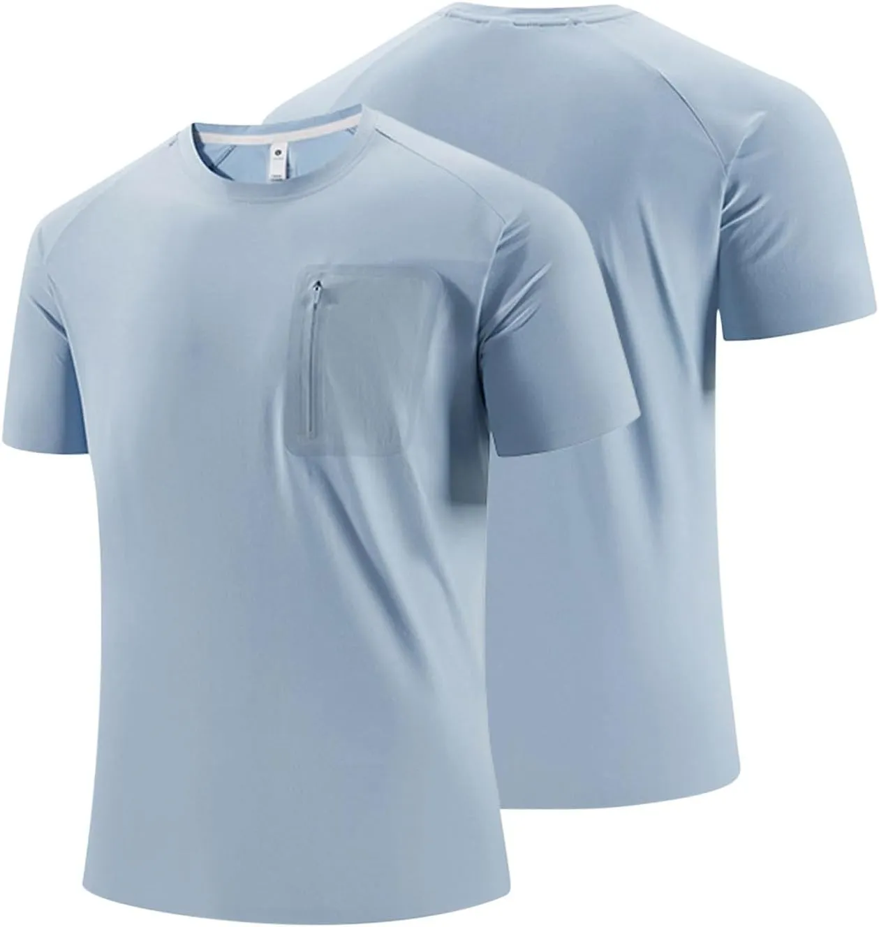 Mens Athletic Shirt Short Sleeve with Zipper Pocket Lightweight UPF 50   Crewneck T-Shirt for Workout Casual Wear 2025