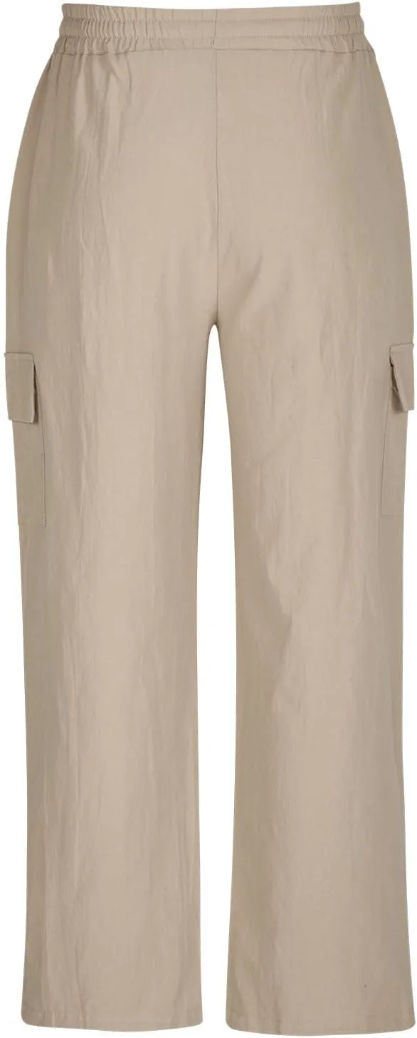Mens Cotton Linen Pants Elastic Waist Loose Fit Lounge Beach Cargo Pants Casual Lightweight Trouser with Pockets