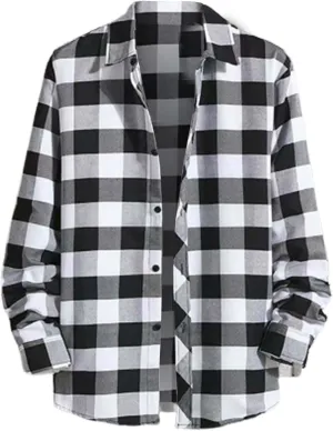 Men's Fashion Long Sleeve Plaid Button Down Shirts Big and Tall Casual Lightweight Regular Fit Work Shirt with Pocket
