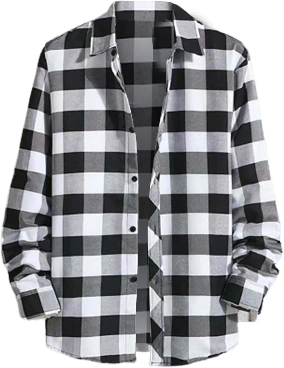 Men's Fashion Long Sleeve Plaid Button Down Shirts Big and Tall Casual Lightweight Regular Fit Work Shirt with Pocket