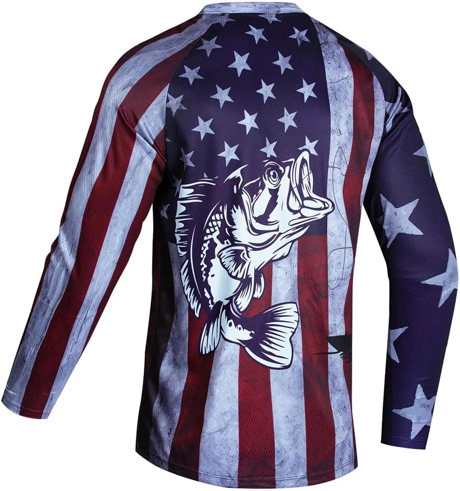 Mens Fishing Shirt Long Sleeve, Fishing Jerseys Fish Tshirts - Breathable, Cooling, Light-Weight