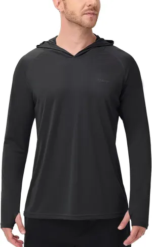 Mens Long Sleeve Sun Shirt with Hood Mask UPF SPF UV Protection for Hiking Fishing Kayaking Summer Outdoor Activities