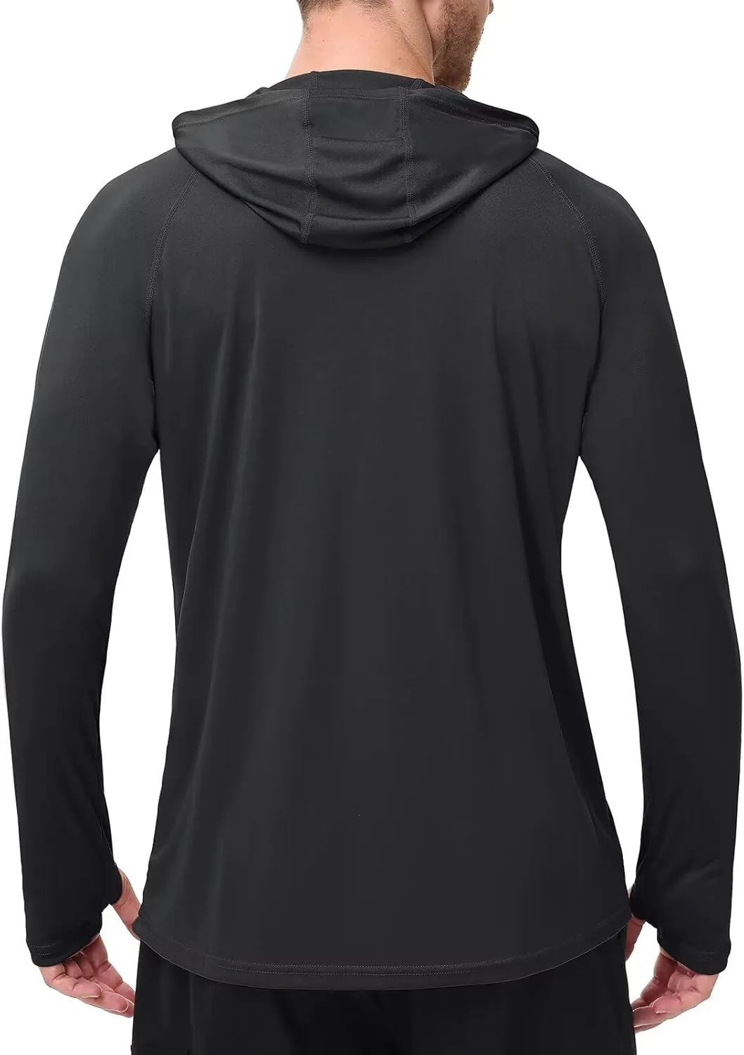 Mens Long Sleeve Sun Shirt with Hood Mask UPF SPF UV Protection for Hiking Fishing Kayaking Summer Outdoor Activities