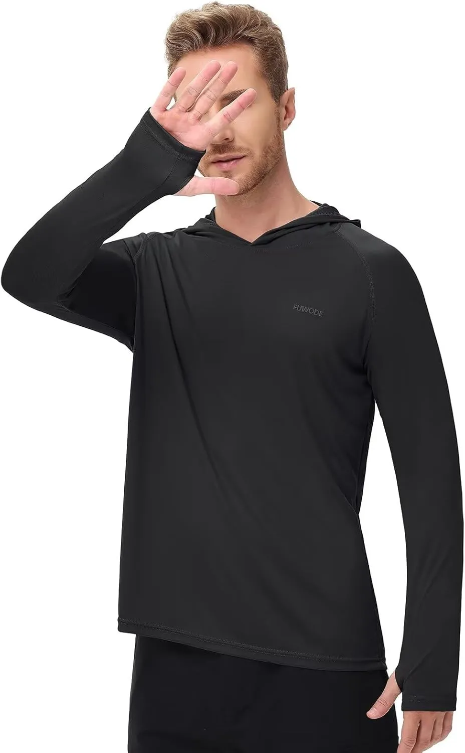 Mens Long Sleeve Sun Shirt with Hood Mask UPF SPF UV Protection for Hiking Fishing Kayaking Summer Outdoor Activities