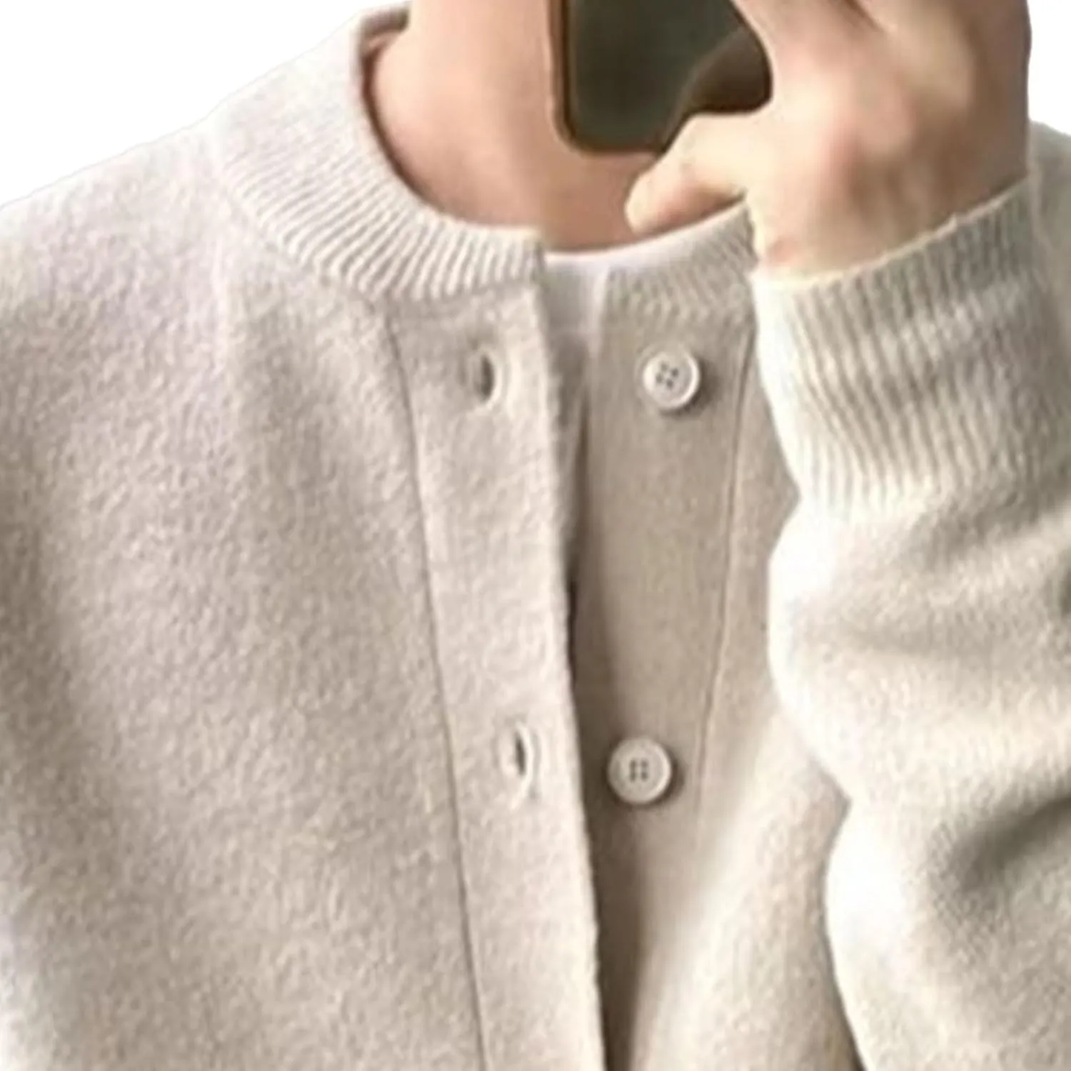 Men's Loose Fit Button Down Sweater Knitted Crew Neck Casual Sweater Cardigan Fashion Long Sleeve Sweaters
