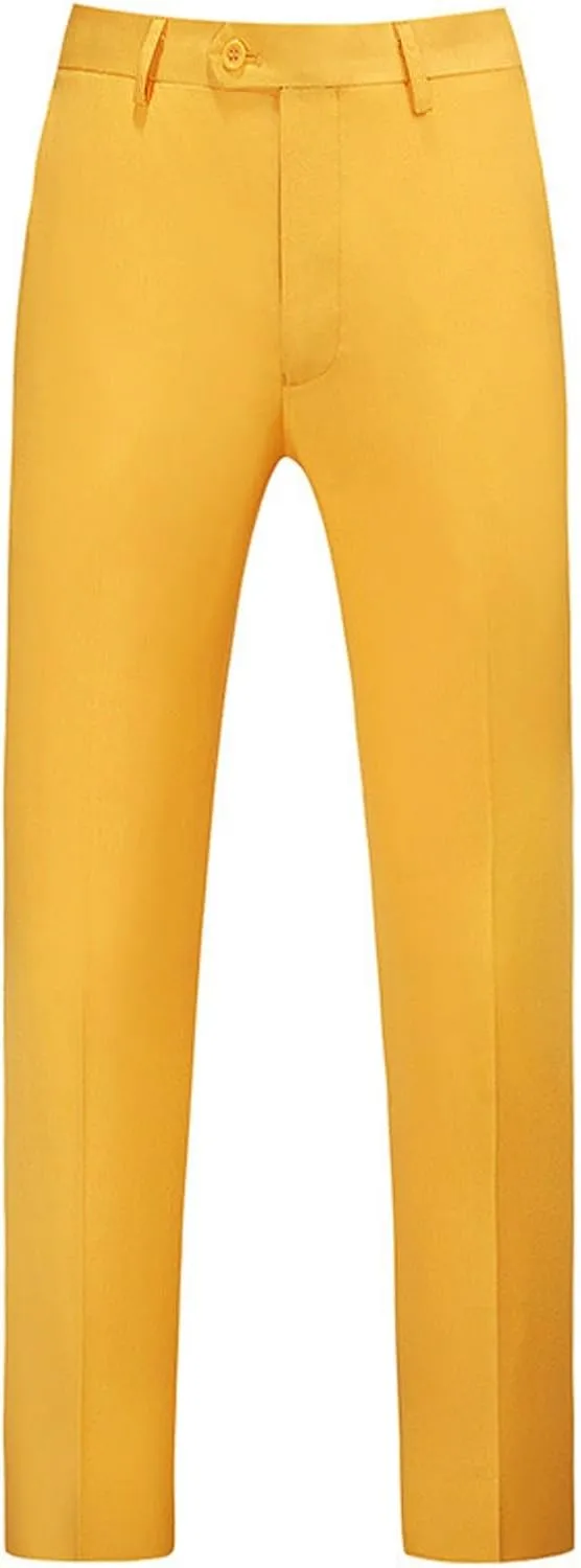 Mens Plus Size Dress Pants Plain Slim Fit Suit Pants Casual Trendy Party Trousers Straight Leg Flat Front Slacks