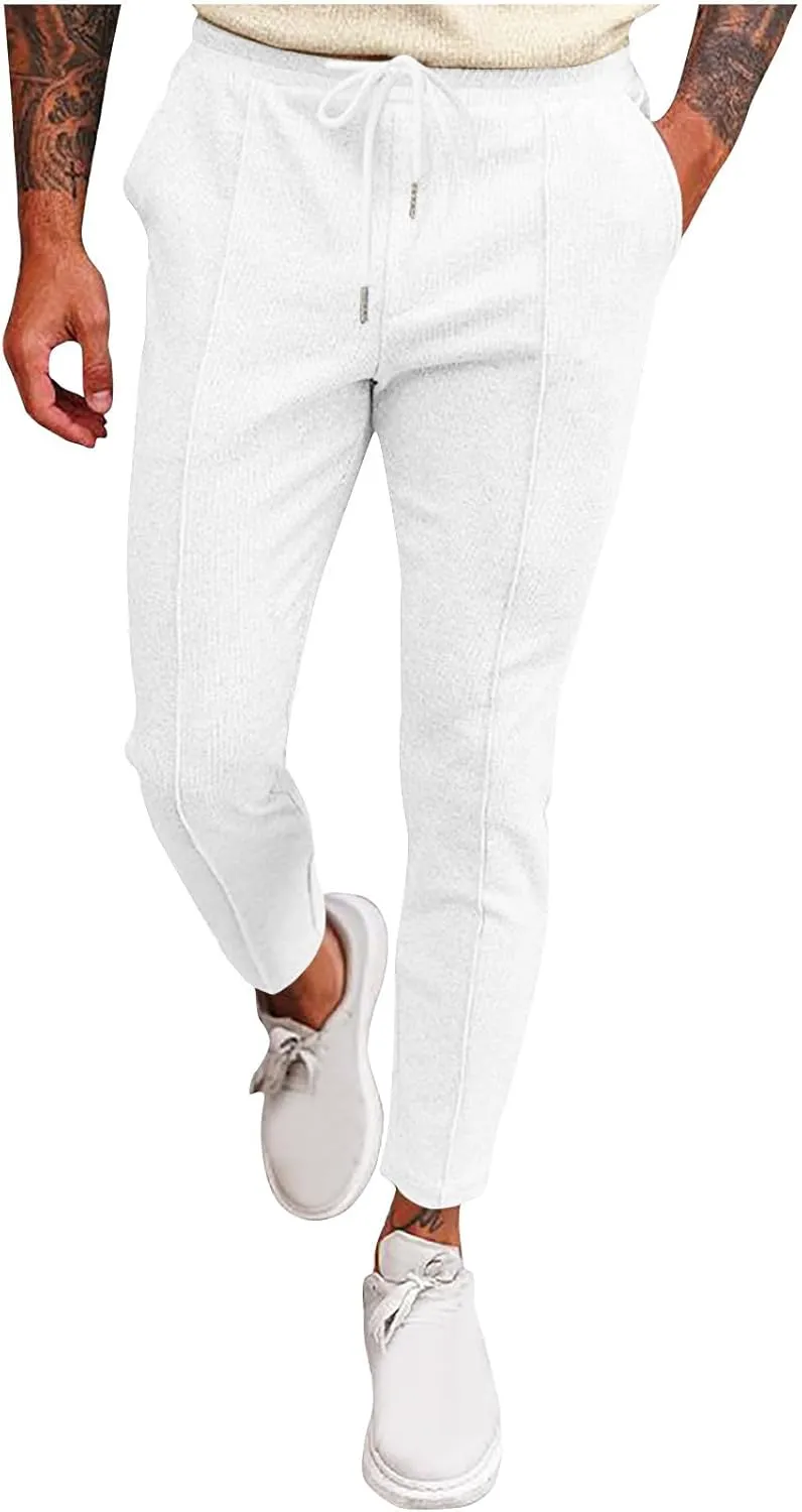 Men's Slim Fit Lightweight Athletic Joggers Hiking Sweatpants Stretch Running Track Gym Workout Pants with Pockets