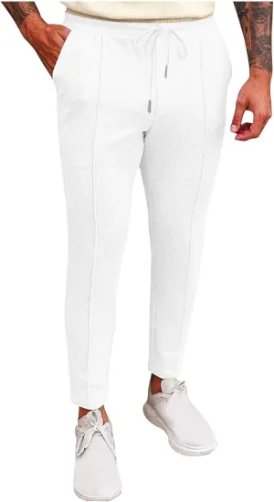 Men's Slim Fit Lightweight Athletic Joggers Hiking Sweatpants Stretch Running Track Gym Workout Pants with Pockets