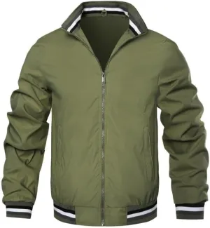 Men's Solid Color Cardigan Jacket Thin Athletic Casual Coats Lightweight Casual Softshell Windproof Windbreakers
