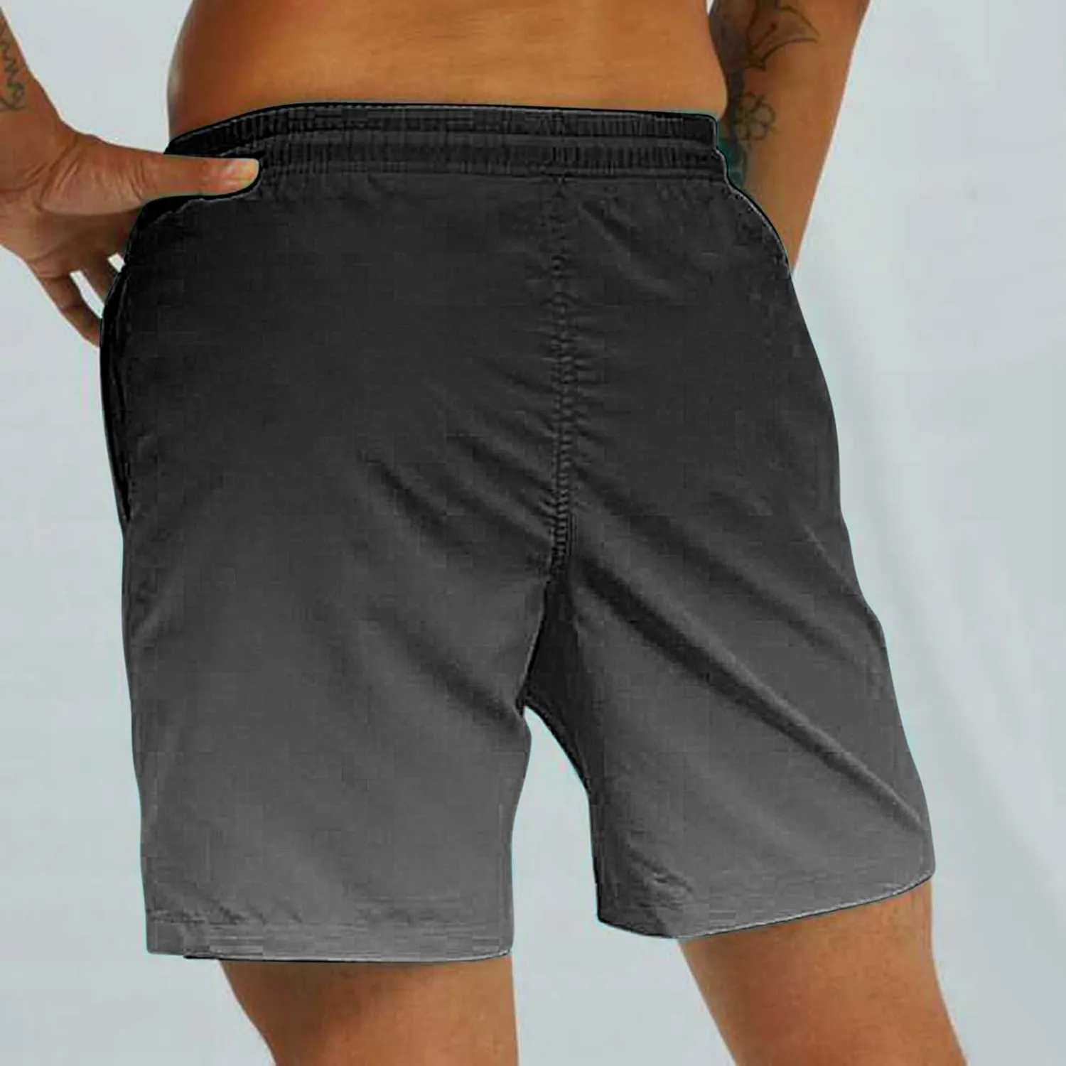 Mens Summer Beach Short Pants Gradient Drawstring Elastic Stretch Casual Shorts Multi-Pocket Fast Dry Baggy Jorts
