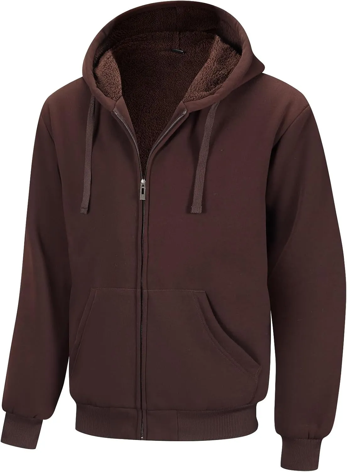 Men's Zip Up Hoodie Heavyweight Winter Sweatshirt Fleece Sherpa Lined Warm Jacket