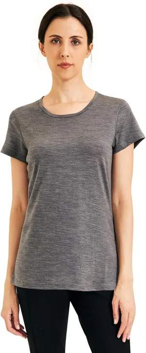 METARINO 100% Merino Wool T-Shirt Women,Short Sleeve Lightweight Crew Neck Base Layer Tee Shirt for Travel,Hiking