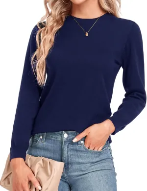 MINTLIMIT Women Lightweight Sweater Crew Neck Soft Knit Casual Basic Long Sleeve Pullover Fall Sweater Blouse Top