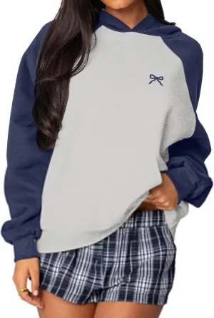 MISSACTIVER Women Bow Graphic Sweatshirt Color Block Pullover Hoodie Fall Fashion Oversized Hooded Sweatshirt Tops