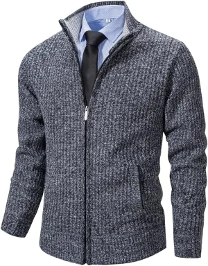 Msmsse Men's Cardigan Sweaters Full Zip Knitted Sweater for Men