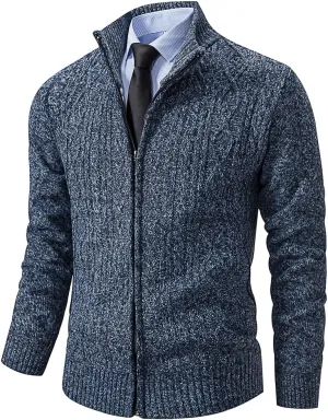 Msmsse Men's Cardigan Sweaters Full Zip Knitted Sweater for Men