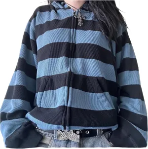 Mtsebmves Women's Zip Up Hoodie Sweatshirt Long Sleeve Oversized Casual 90S Y2K E-Girl Streetwear Grunge Jacket with Pocket