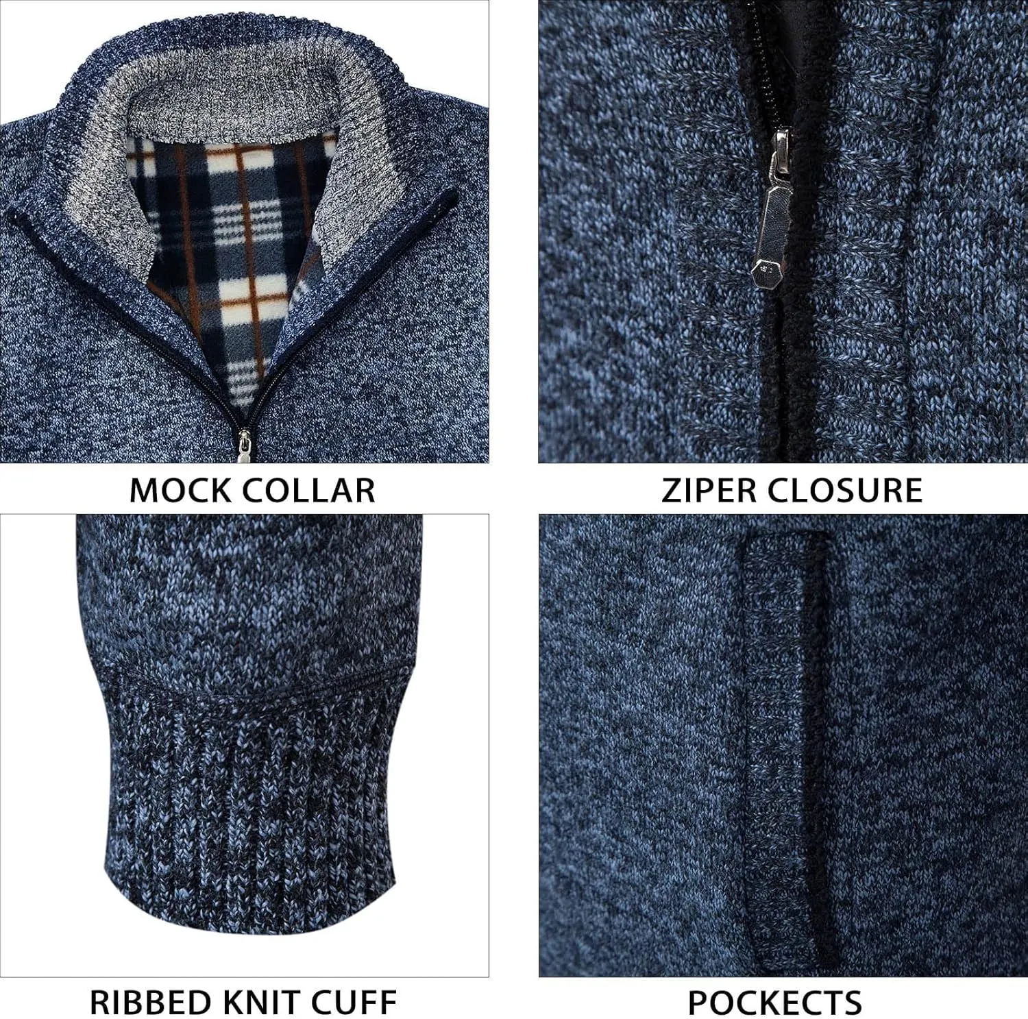 Mylldey Mens Sweater Cardigan Full Zip Knitted Long Sleeve Sweaters Men Workout Outfits