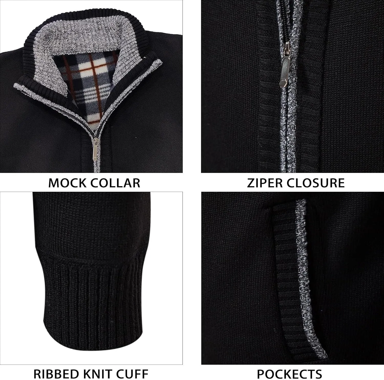Mylldey Mens Sweater Cardigan Full Zip Knitted Long Sleeve Sweaters Men Workout Outfits