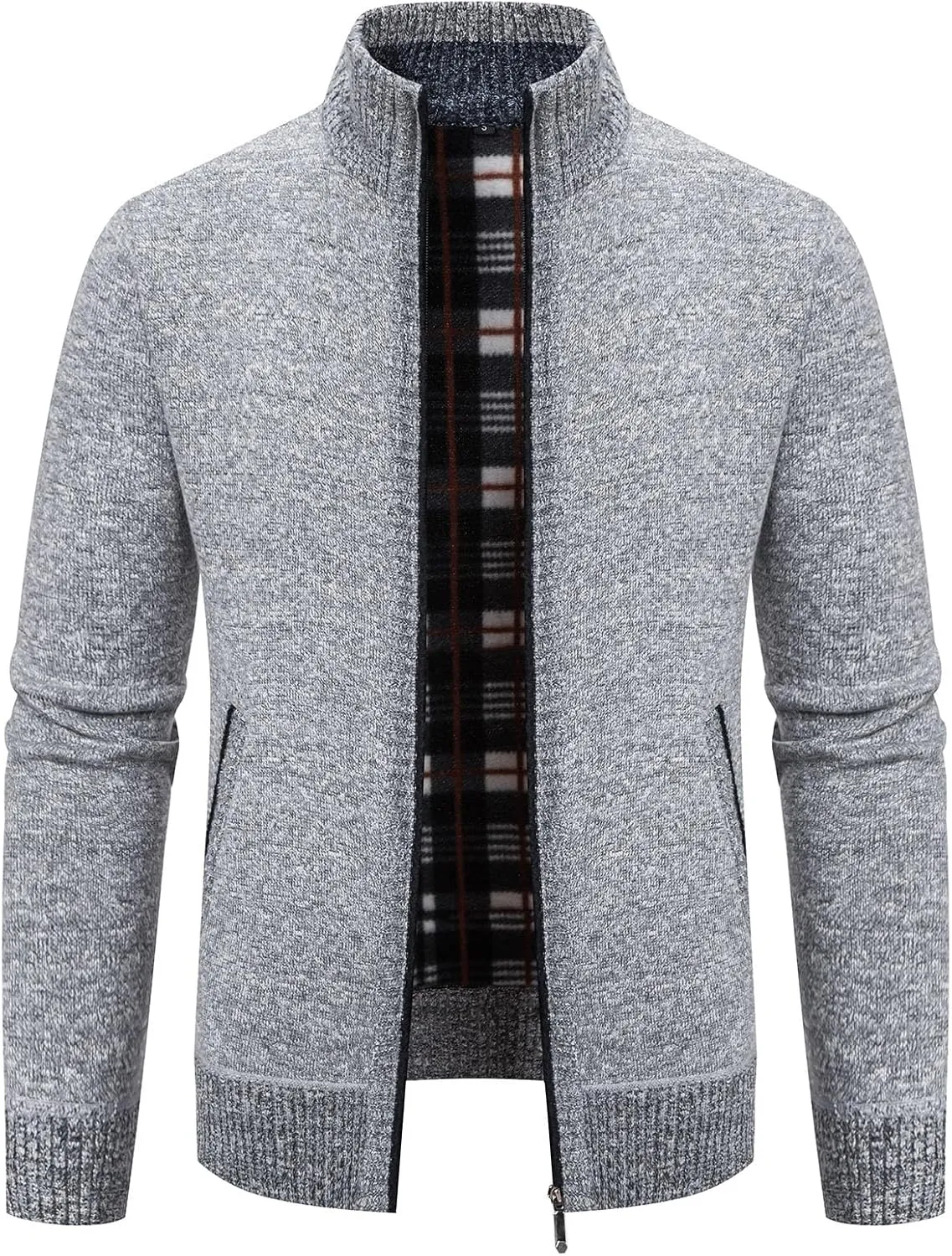 Mylldey Mens Sweater Cardigan Full Zip Knitted Long Sleeve Sweaters Men Workout Outfits
