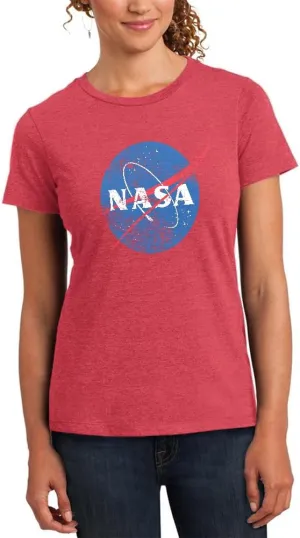 NASA Distressed Logo Womens Organic T Shirt