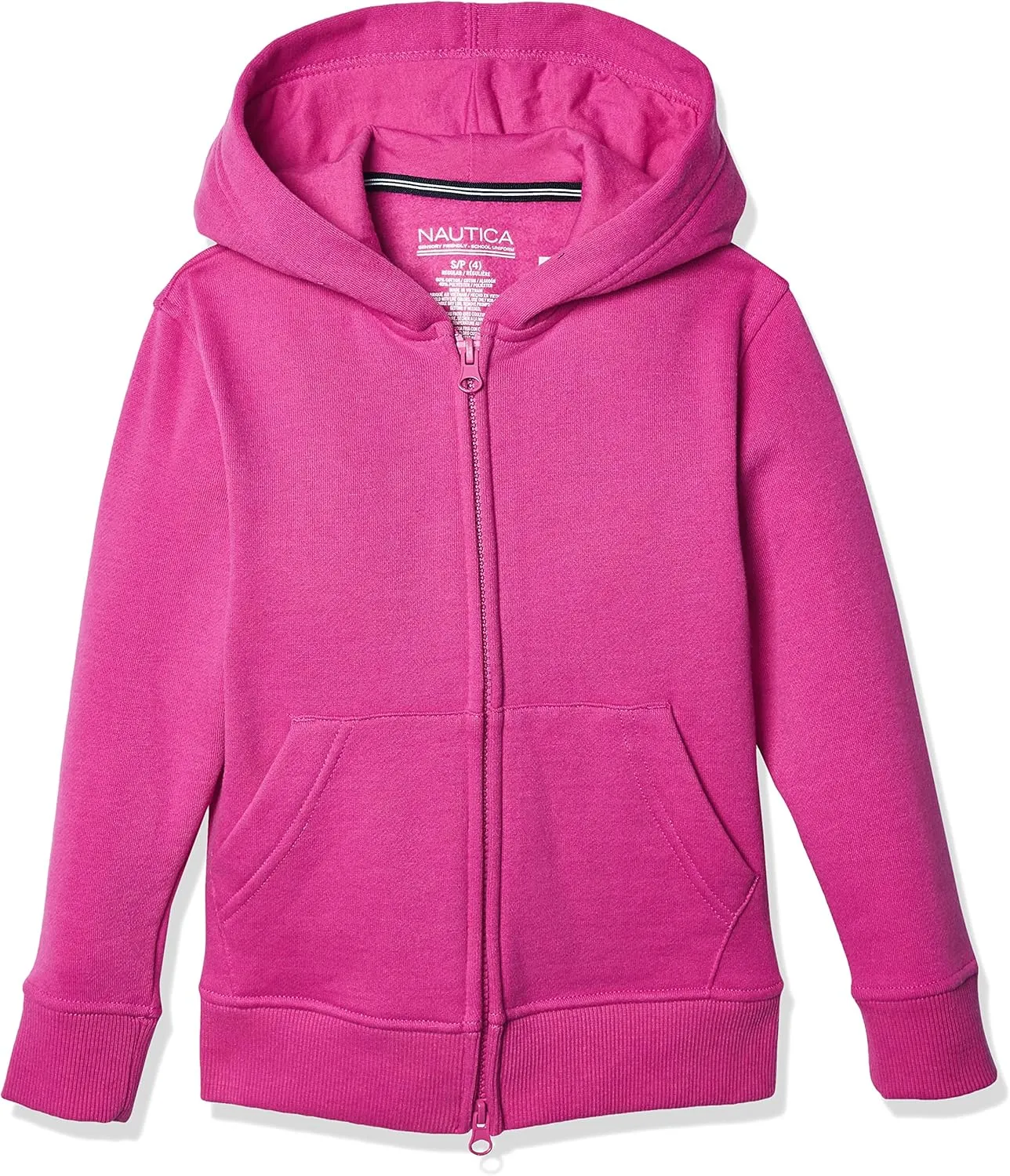 Nautica Boys' Long Sleeve Sensory-Friendly Fleece Full Zip Hoodie
