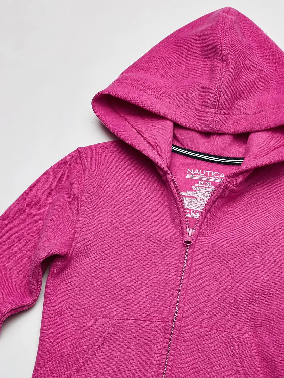 Nautica Boys' Long Sleeve Sensory-Friendly Fleece Full Zip Hoodie