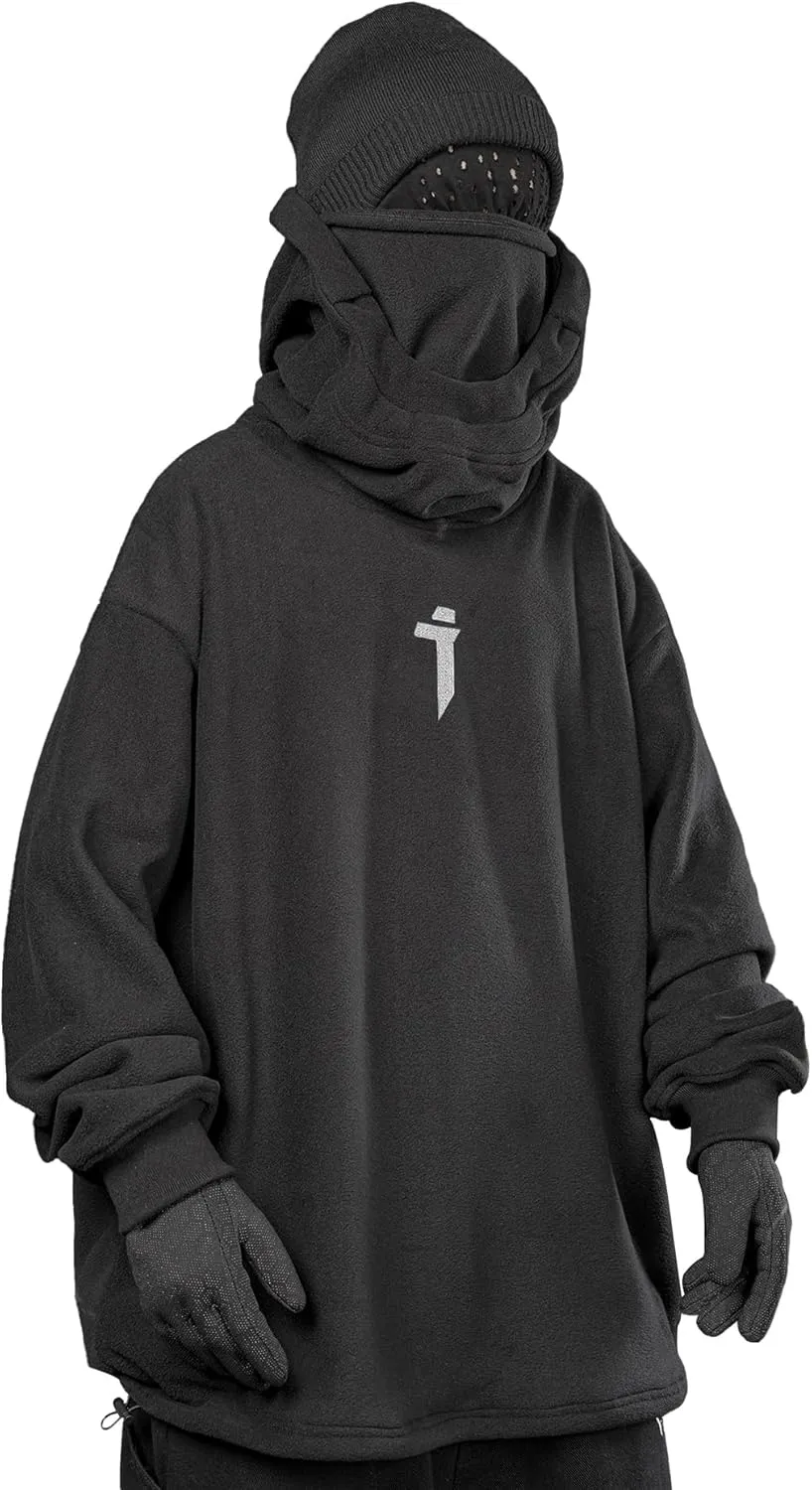 Niepce Inc Streetwear Men's Oversized Heavyweight Hoodie with Neck Gaiter