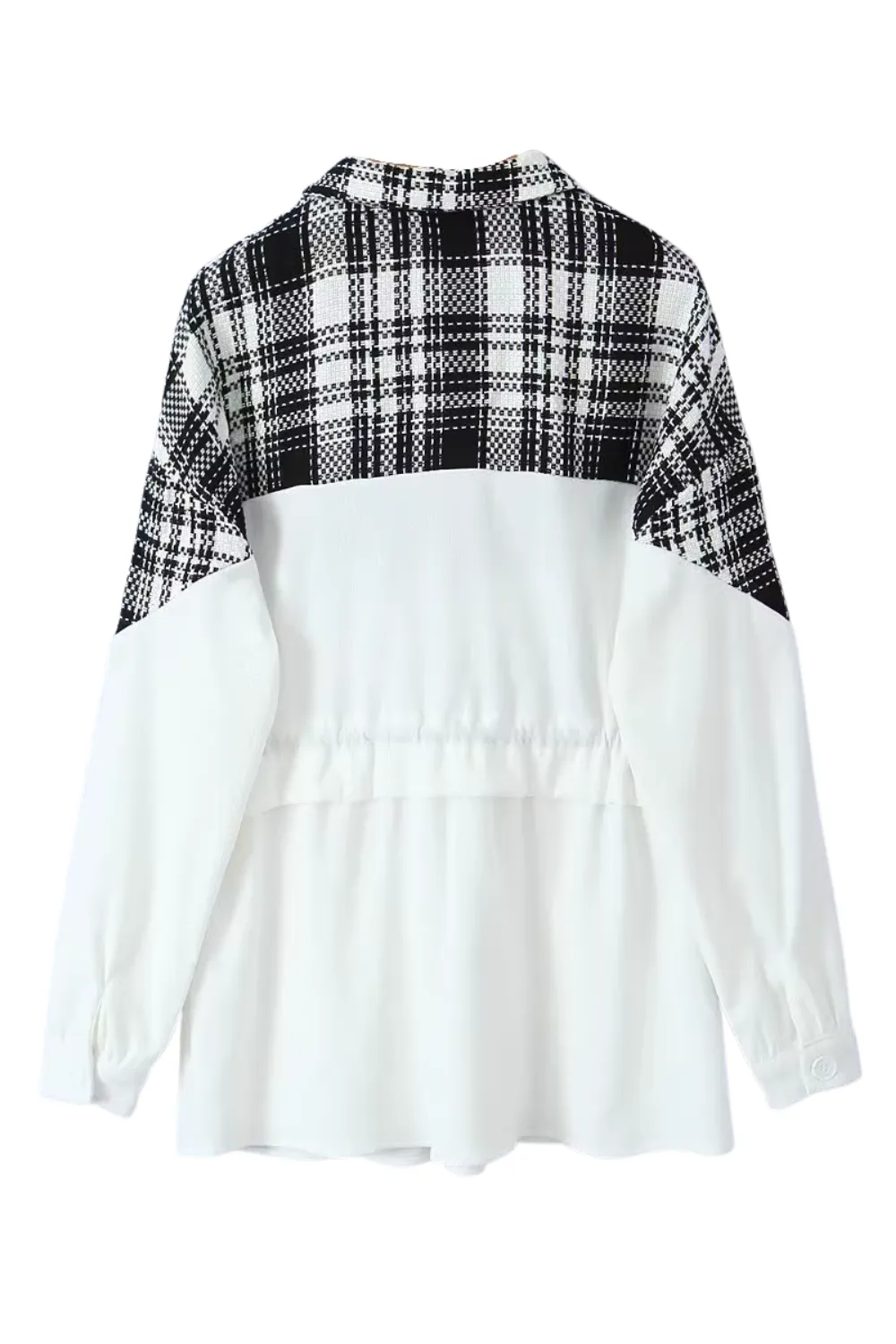 'Nikki' Plaid and Solid Block Drawstring Jacket