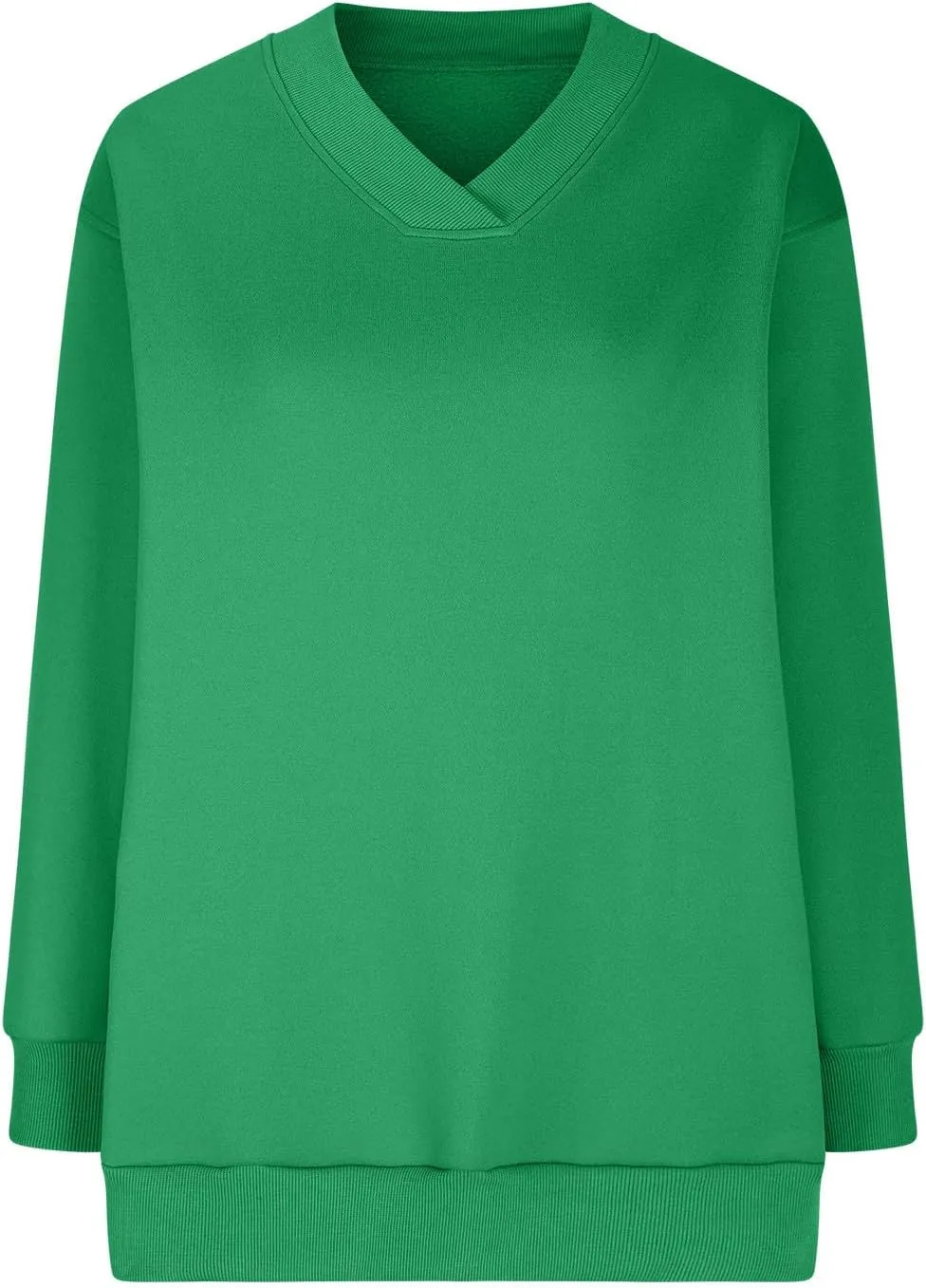Oversized Fleece Sweatshirts For Women Trendy 2024 Long Sleeve v Neck Pullover Tops Casual Loose Solid Fall Clothes