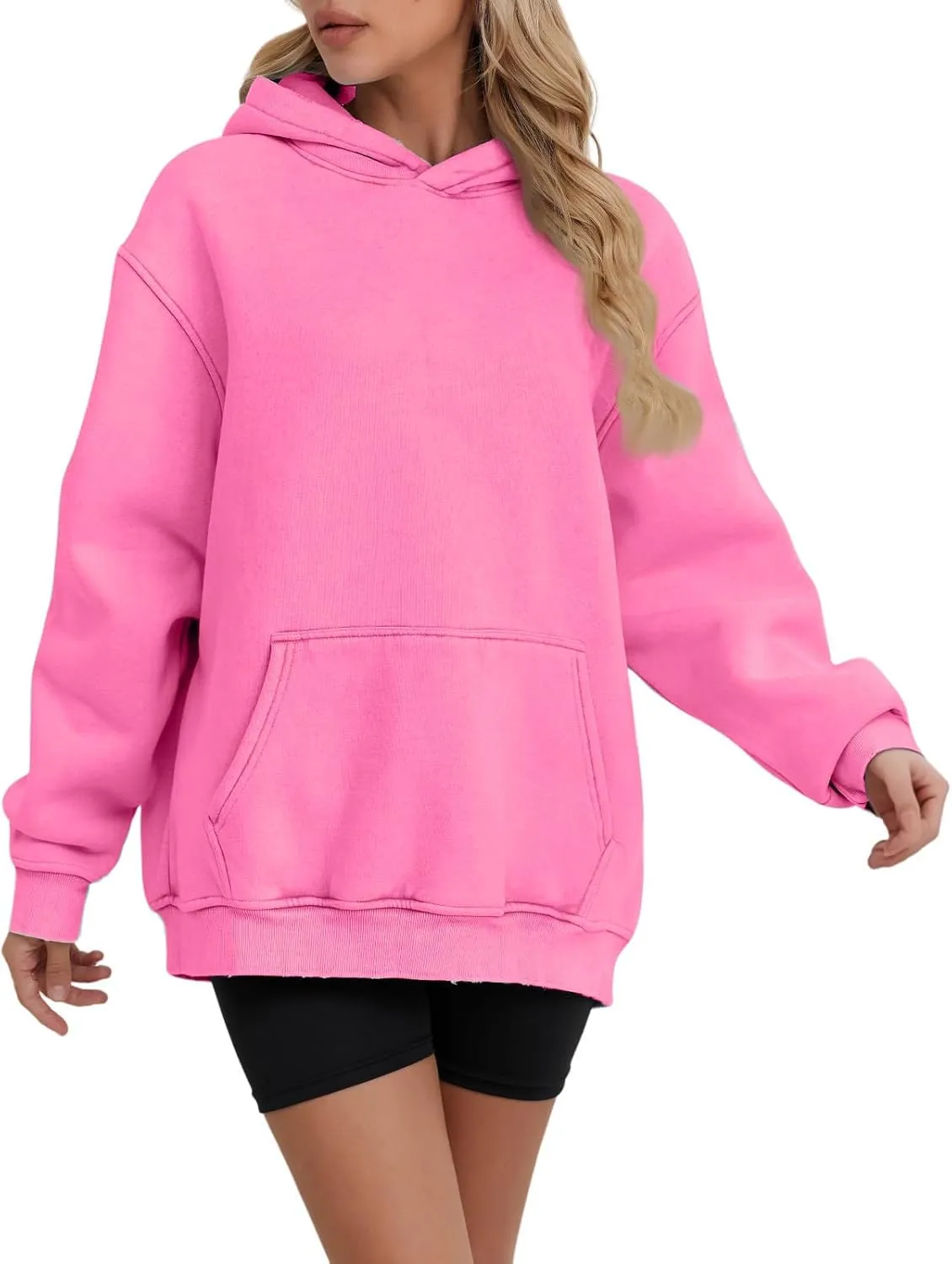 Oversized Hoodies for Women Trendy Plus Size Long Sleeve Solid Sweatshirt Loose Casual Comfy Pullover Top with Pocket