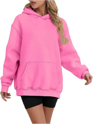 Oversized Hoodies for Women Trendy Plus Size Long Sleeve Solid Sweatshirt Loose Casual Comfy Pullover Top with Pocket