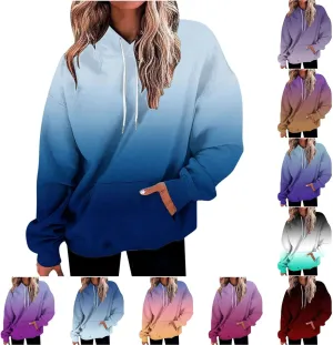Oversized Sweatshirts for Women Loose Fit Gradient Color Long Sleeve Causal Hooded Shirts Fashion Pullover Hoodies